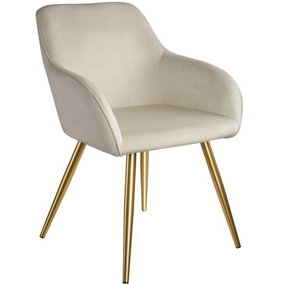 Accent chair Marilyn with armrests - cream/gold