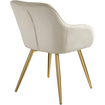 Accent chair Marilyn with armrests - cream/gold