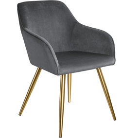 Accent chair Marilyn with armrests - dark gray/gold