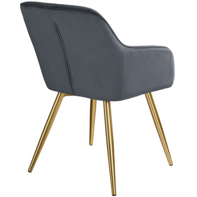 Accent chair Marilyn with armrests - dark gray/gold