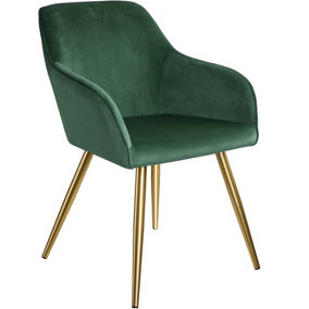 Accent chair Marilyn with armrests - dark green/gold
