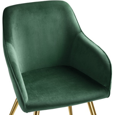 Accent chair Marilyn with armrests - dark green/gold