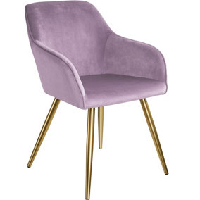 Accent chair Marilyn with armrests - lilac/gold