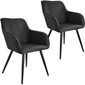 Accent chair Marilyn with armrests, Set of 2 - black