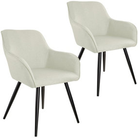 Accent chair Marilyn with armrests, Set of 2 - cream/black