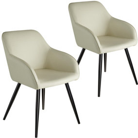Accent Chair Marilyn with Armrests, Set of 2 - cream/black