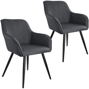 Accent chair Marilyn with armrests, Set of 2 - dark grey