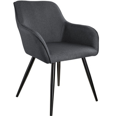 Accent chair Marilyn with armrests, Set of 2 - dark grey