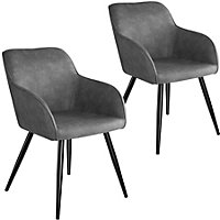 Accent Chair Marilyn with Armrests, Set of 2 - grey/black