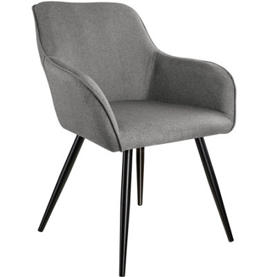 Accent chair Marilyn with armrests, Set of 2 - light grey/black