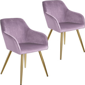 Accent Chair Marilyn with Armrests, Set of 2 - lilac/gold