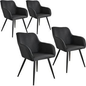 Accent chair Marilyn with armrests, Set of 4 - black