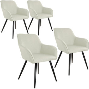 Accent chair Marilyn with armrests, Set of 4 - cream/black