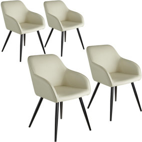 Accent Chair Marilyn with Armrests, Set of 4 - cream/black
