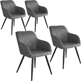 Accent Chair Marilyn with Armrests, Set of 4 - grey/black