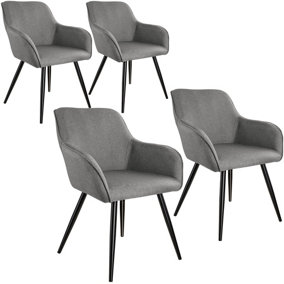 Accent chair Marilyn with armrests, Set of 4 - light grey/black