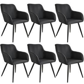 Accent chair Marilyn with armrests, Set of 6 - black