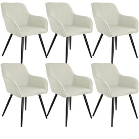 Accent chair Marilyn with armrests, Set of 6 - cream/black