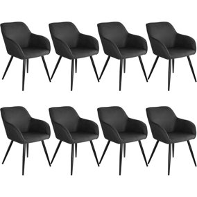 Accent Chair Marilyn with Armrests, Set of 8 - anthracite/black