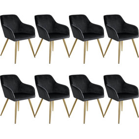 Accent Chair Marilyn with Armrests, Set of 8 - black/gold