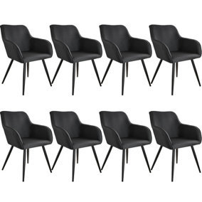 Accent chair Marilyn with armrests, Set of 8 - black