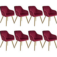 Accent Chair Marilyn with Armrests, Set of 8 - bordeaux/gold
