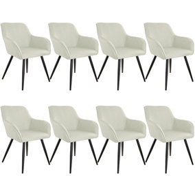 Accent chair Marilyn with armrests, Set of 8 - cream/black