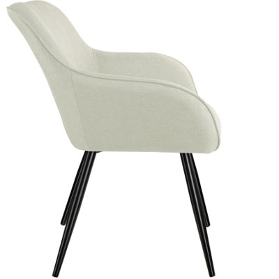 Accent chair Marilyn with armrests, Set of 8 - cream/black