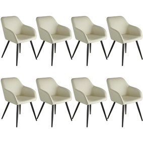 Accent Chair Marilyn with Armrests, Set of 8 - cream/black