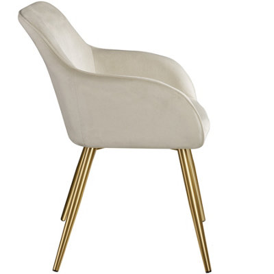 Accent Chair Marilyn with Armrests, Set of 8 - cream/gold