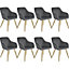 Accent Chair Marilyn with Armrests, Set of 8 - dark gray/gold
