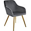 Accent Chair Marilyn with Armrests, Set of 8 - dark gray/gold