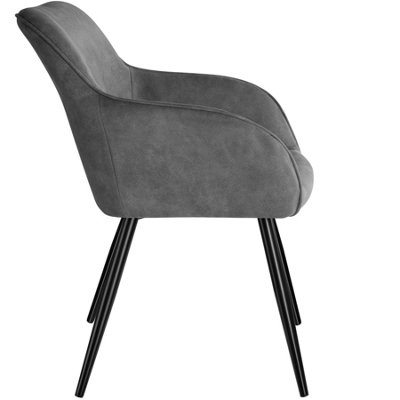 Accent Chair Marilyn with Armrests, Set of 8 - grey/black