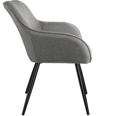 Accent chair Marilyn with armrests, Set of 8 - light grey/black