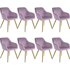 Accent Chair Marilyn with Armrests, Set of 8 - lilac/gold
