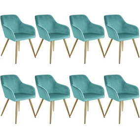 Accent Chair Marilyn with Armrests, Set of 8 - turquoise/gold