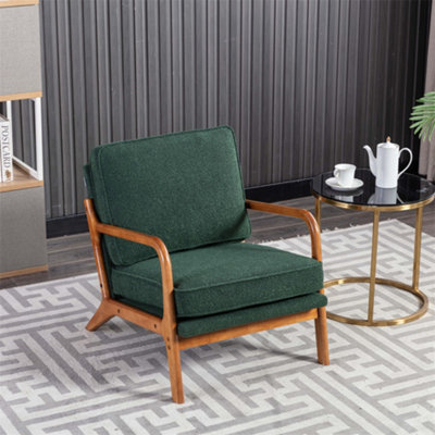 Accent Chair Mid-Century Modern Chair Armchair with Solid Wood Frame for Living Room, Bedroom, Belcony (1, Emerald)