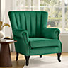 Accent Chair Modern Tufted Wingback Armchairs Club Chair Velvet Fabric Single Sofa Reading Chair Green