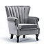Accent Chair Modern Tufted Wingback Armchairs Club Chair Velvet Fabric Single Sofa Reading Chair Grey