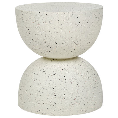 Accent Side Table Off-White Terazzo Effect CAORIA