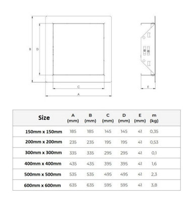 Access Panel with Metal Inspection Door with Push Lock 150mm x 150mm