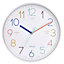 Acctim Afia Teaching Kids Wall Clock Non Ticking Sweep Quartz Quarterly Markers White 30cm