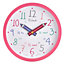 Acctim Alma Teaching Kids Wall Clock Quartz Pencil Hands Quarterly Markers Pink 26cm