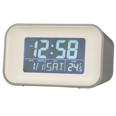 Acctim Alta Retro Digital Alarm Clock Crescendo Alarm Date & Temperature Display Owl Grey