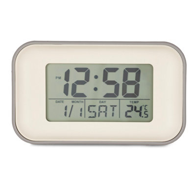 Acctim Alta Retro Digital Alarm Clock Crescendo Alarm Date & Temperature Display Owl Grey