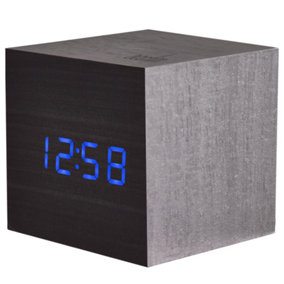Acctim Ark Digital Alarm Clock Crescendo Alarm Sound Activated Date & Temperature Display Black Wood