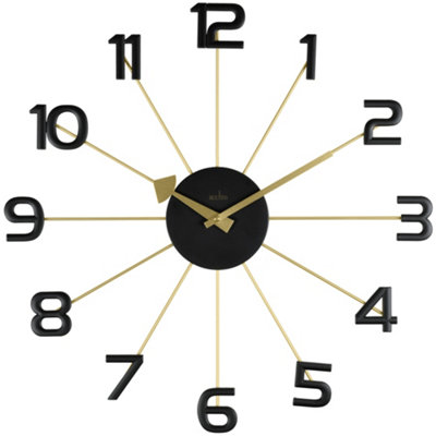 Acctim Astraea Large Wall Clock Quartz Brass Effect Metal Spokes Large