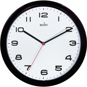 ACCTIM - Aylesbury 25.5cm Quartz Movement Analogue Wall Clock - Black