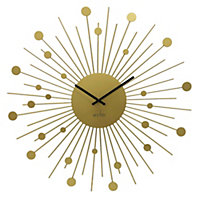 Acctim Brielle Large Wall Clock Starburst / Sunburst Quartz Painted Metal Frame Matt Brass 50cm