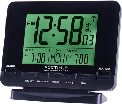 Acctim Delaware Digital Alarm Clock Radio Controlled Dual Couples Alarm